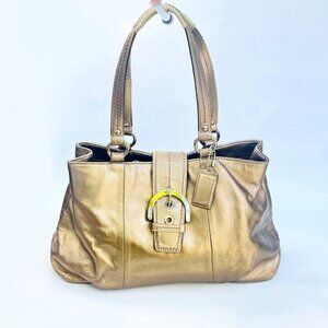 Coach Soho East West Metallic Bronze Gold Leather Shoulder Bag